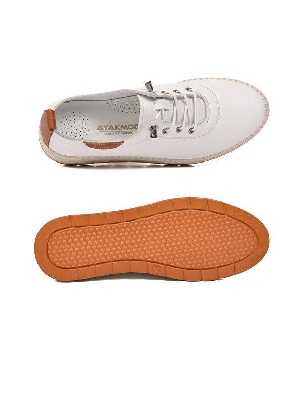 Ayakmod Bej Ayakmod Hakiki Deri Ortopedik Kadın Casual Ayakkabı 3030 Z