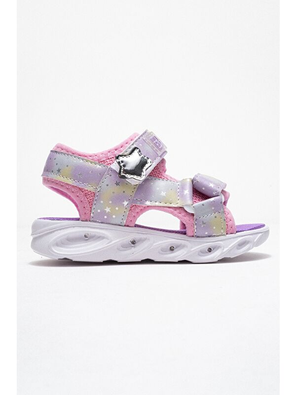 Kız Çocuk Pembe Işıklı Anatomik Hafif Günlük Sandalet - Görsel 5