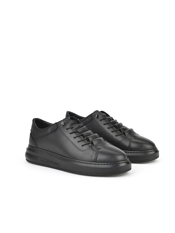 Erkek Hakiki Deri Sneaker 153423Z73 Siyah - Görsel 3