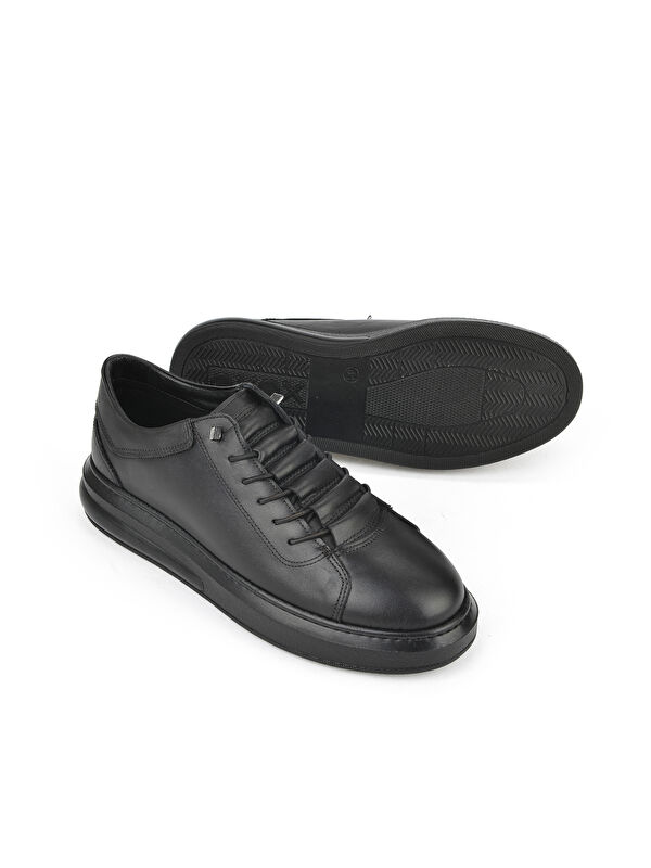 Erkek Hakiki Deri Sneaker 153423Z73 Siyah - Görsel 5