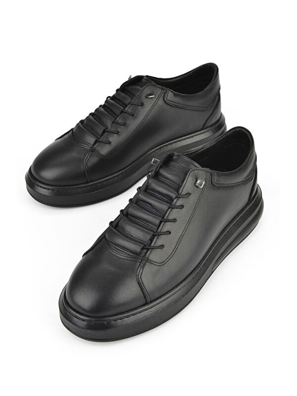 Erkek Hakiki Deri Sneaker 153423Z73 Siyah - Görsel 6