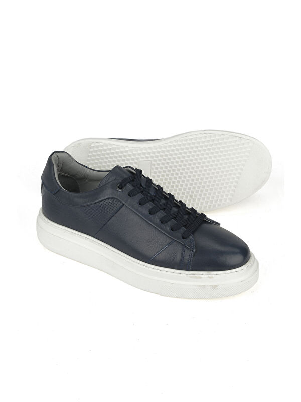 Erkek Hakiki Deri Sneaker 1531026ZH12 Lacivert - Görsel 5