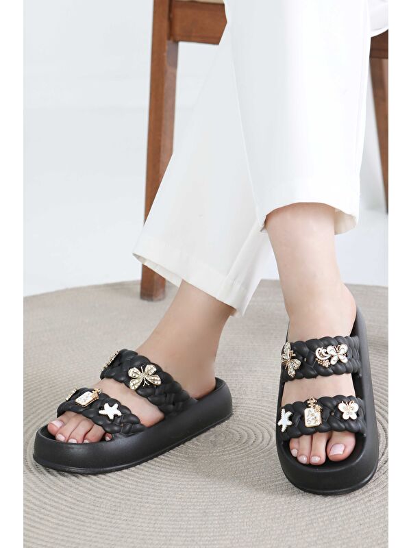 Kadın Siyah Tokalı Terlik - 27417 - Görsel 3