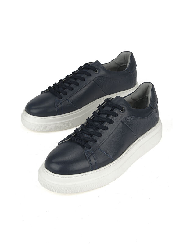 Erkek Hakiki Deri Sneaker 1531026ZH12 Lacivert - Görsel 6