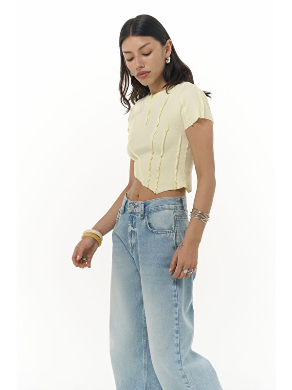 Mai Collection Norris Asimetrik Sarı Crop
