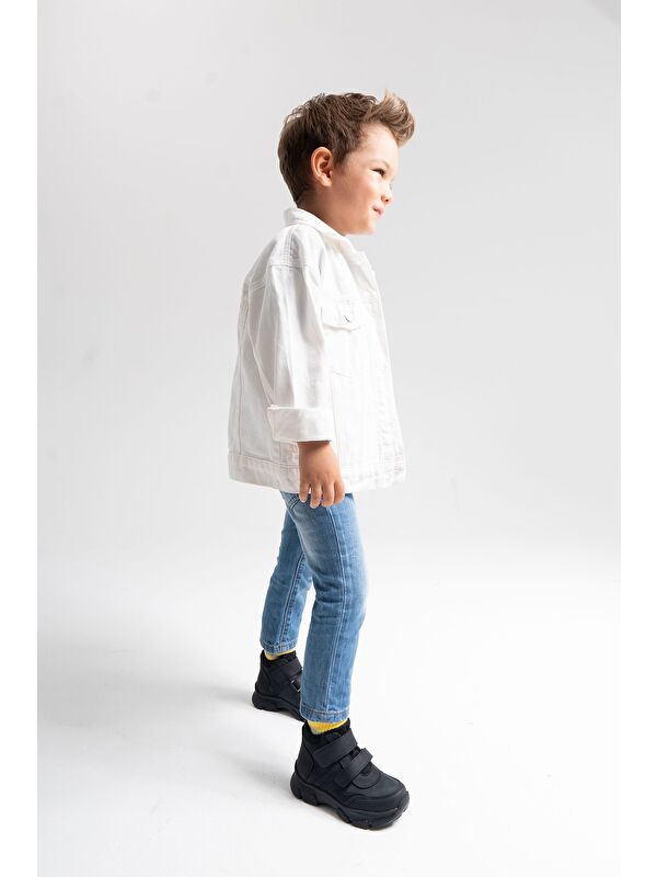 Erkek Çocuk Siyah Hakiki Deri Suya Dayanıklı Günlük Bot - Görsel 5