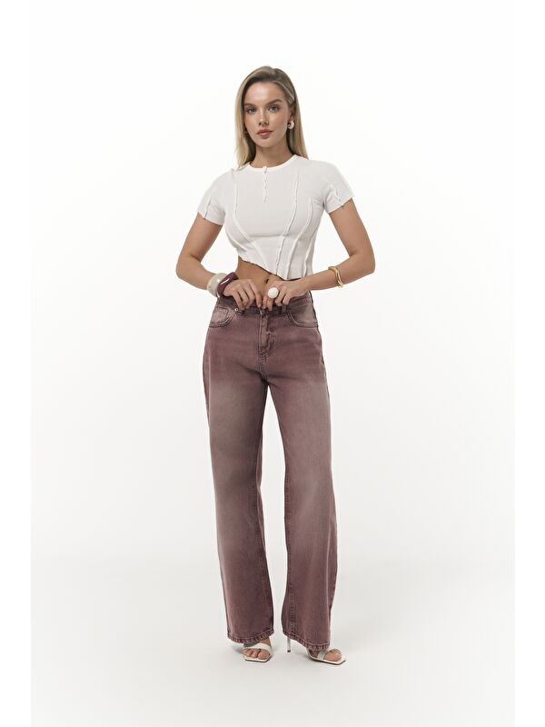 Mai Collection Norris Asimetrik Ekru Crop