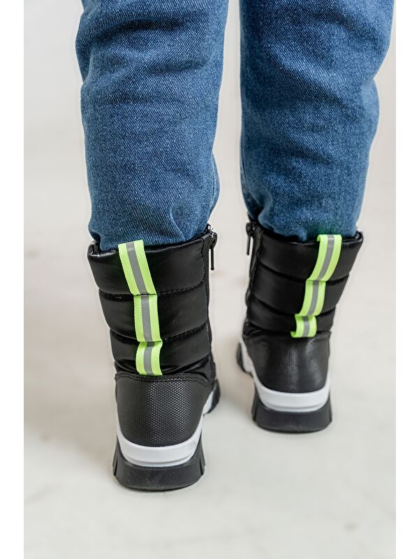 Erkek Çocuk Siyah Suni Deri Suya Dayanıklı Kürklü Kar Botu - Görsel 3