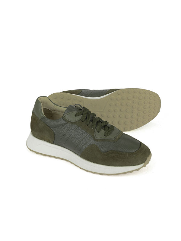 Erkek Hakiki Deri Sneaker 1531026Z265 Haki - Görsel 5