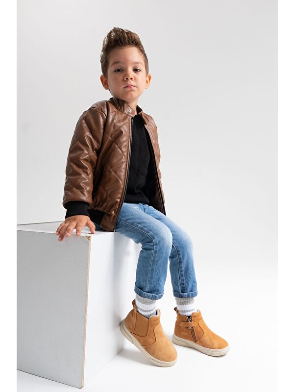 Erkek Çocuk Kum Hakiki Deri Suya Dayanıklı Günlük Bot - Görsel 3