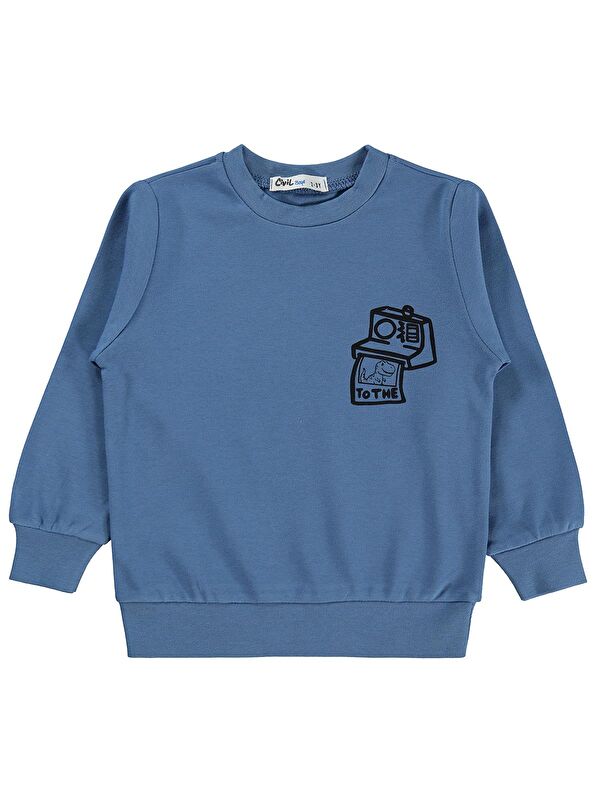 Civil Boys Fotoğraf Makinesi Baskılı 2-5 Yaş Sweatshirt - Mavi 2-3 Yaş