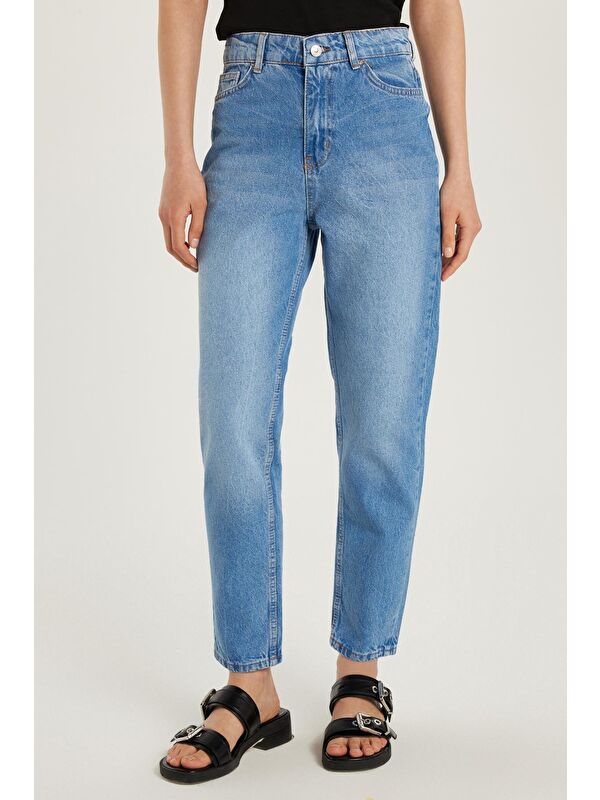 TUDORS Kadın Regular Fit Boru Paça Mavi Jean Jean Pantolon