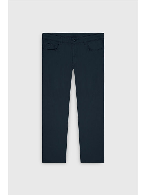 Altınyıldız Classics Erkek İndigo Comfort Fit Rahat Kesim Pamuklu Armürlü 5 Cep Greensboro Pantolon