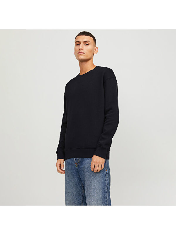 Jack & Jones Star Basic Erkek Siyah Bisiklet Yaka Sweatshirt
