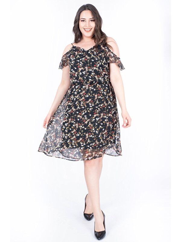 Mylinemoda Düşük Kol Şifon Elbise