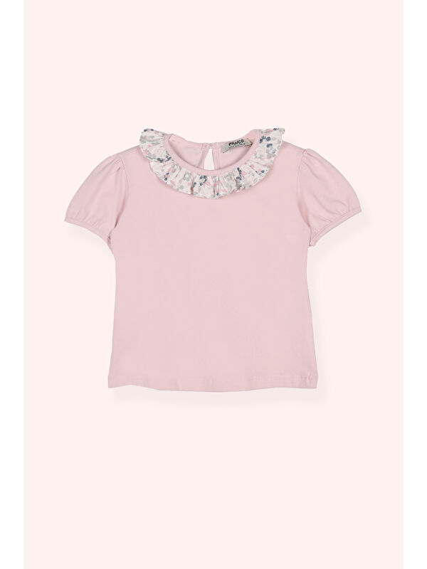 Panço Kız Çocuk Yakası Fırfırlı T-Shirt