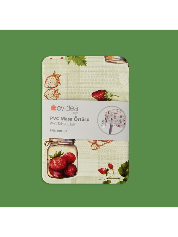 Evidea Soft Çilek Pvc Masa Örtüsü - Bej - 140x200 cm