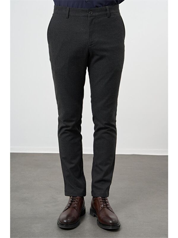 İMZA Siyah Esnek Yandan Cepli Casual Slim Fit Chino Pantolon 1003245108