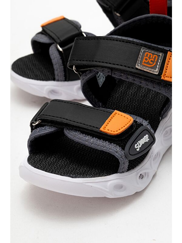 Erkek Çocuk Siyah Işıklı Anatomik Hafif Günlük Sandalet - Görsel 4