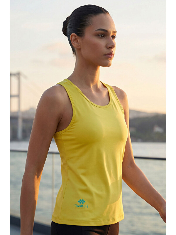Tommylife Limon Standart Fit Çapraz Sırt Detaylı Kadın Spor Atlet - 97296