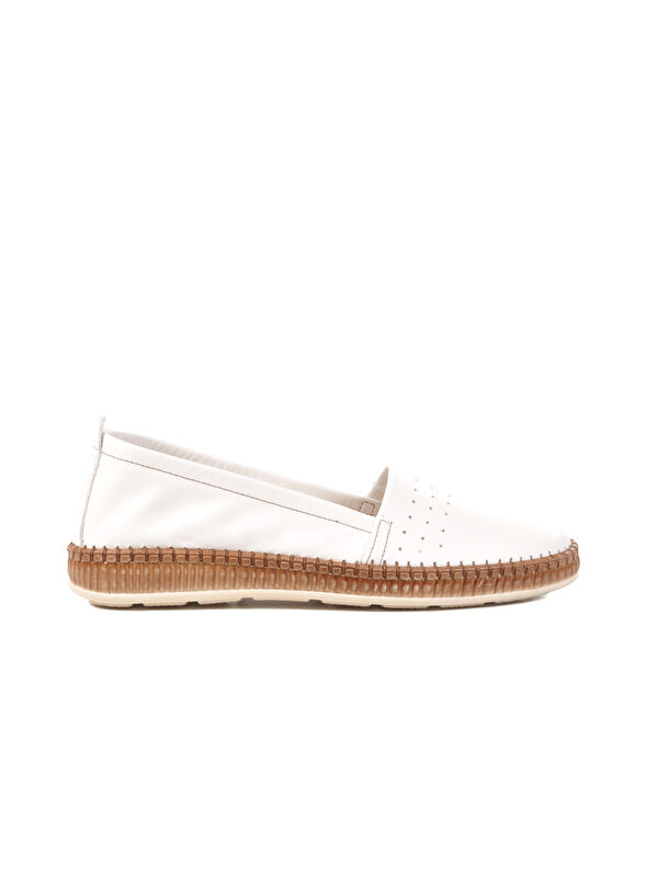 Beyaz Hakiki Deri Kadın Casual Ayakkabı 231747 Z - Görsel 2