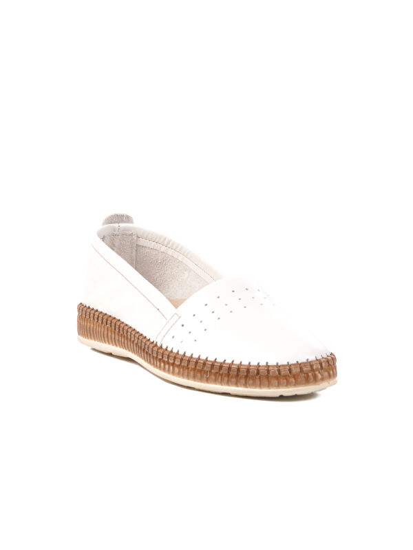 Beyaz Hakiki Deri Kadın Casual Ayakkabı 231747 Z - Görsel 4