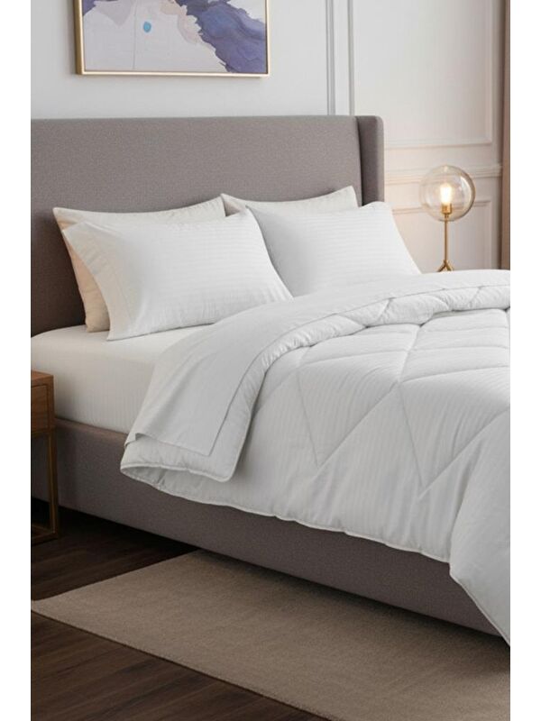 Çeyiz Diyarı Satin Pollysaten Comforter Çift Kişilik Yorgan Seti Beyaz