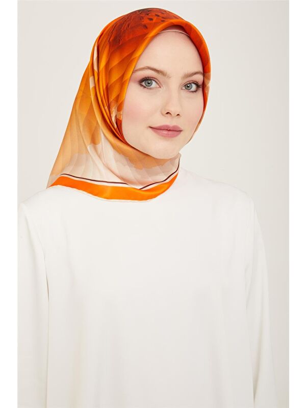 ARMİNE Çiçek Desenli Twill İpek Eşarp 24Ya9100 87 31