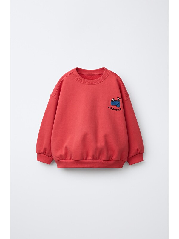 Magu Çocuk Nakış Detaylı Bisiklet Yaka Sweatshirt