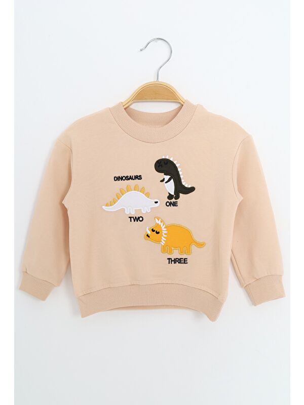 Toontoykids Erkek Çocuk Relax Fit Bisiklet Yaka Hafif Düşük Omuz Nakışlı Sweatshirt