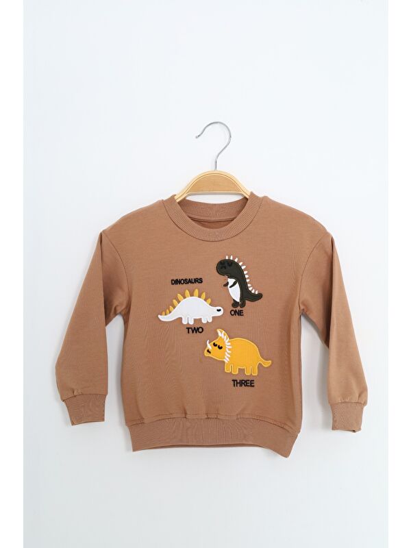 Toontoykids Erkek Çocuk Relax Fit Bisiklet Yaka Hafif Düşük Omuz Nakışlı Sweatshirt