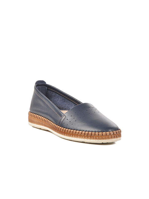 Lacivert Hakiki Deri Kadın Casual Ayakkabı 231747 Z - Görsel 4