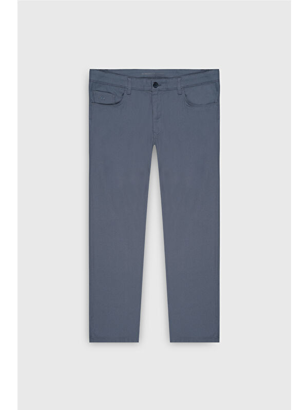 Altınyıldız Classics Erkek Gri-Mavi Comfort Fit Rahat Kesim Pamuklu Armürlü 5 Cep Greensboro Pantolon