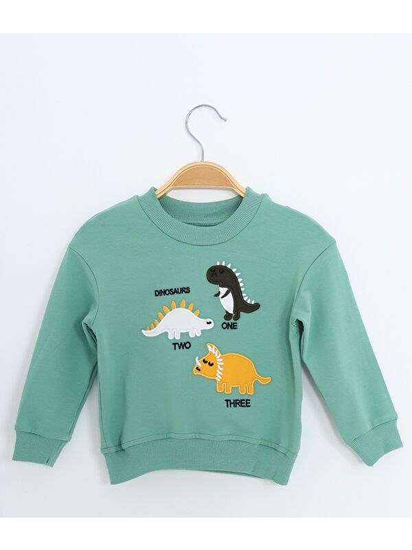 Toontoykids Erkek Çocuk Relax Fit Bisiklet Yaka Hafif Düşük Omuz Nakışlı Sweatshirt