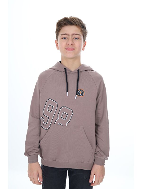 Toontoykids Erkek Çocuk Relax Fit Kapüşonlu Cepli Hafif Düşük Omuz Baskılı Sweatshirt