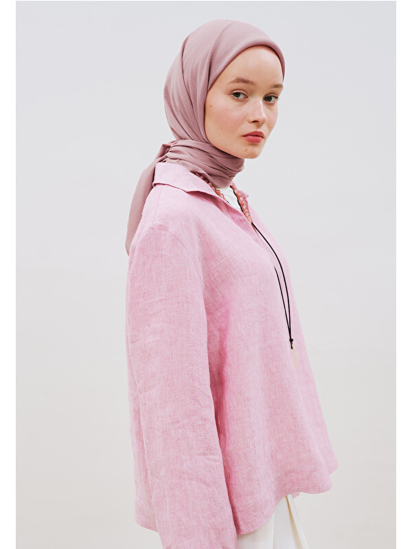 Fresh Scarfs Pamuk Keten Eşarp Soft Pembe