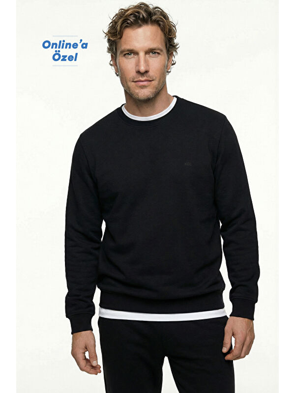 Kiğılı Bisiklet Yaka Regular Fit Pamuklu Basic Sweatshirt