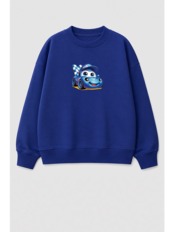 Monila Erkek Çocuk 3 İplik Kumaş Araba Baskılı Pamuklu Sweatshirt