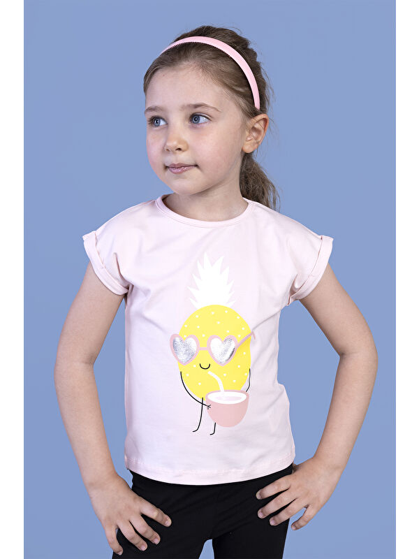 Toontoykids Kız Çocuk Ananas Baskılı Tişört