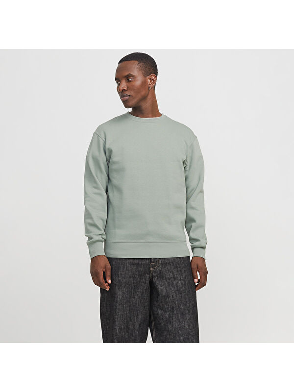 Jack & Jones Star Basic Erkek Yeşil Bisiklet Yaka Sweatshirt