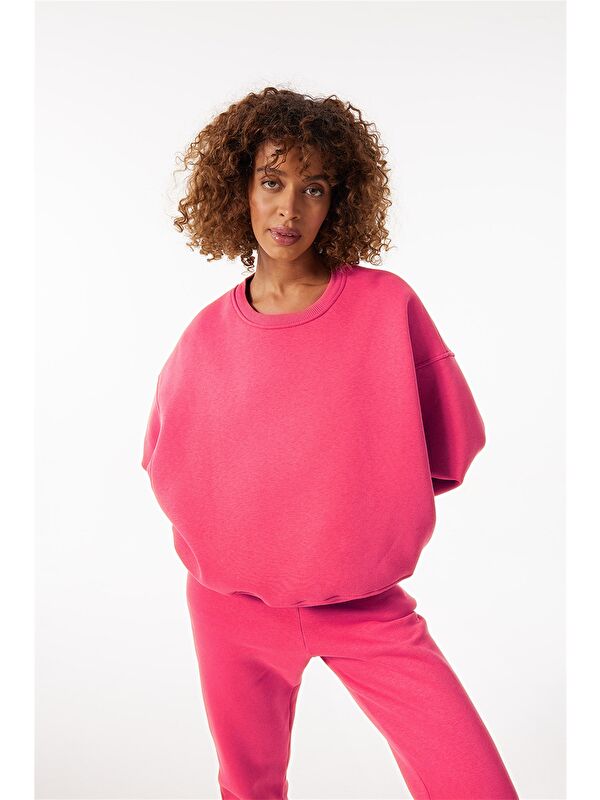 gothamVibes Kadın Vibe Oversize Fuşya Sweatshirt