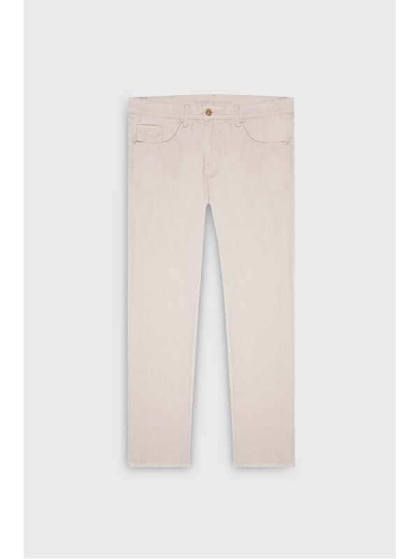 Altınyıldız Classics Erkek Açık Bej Comfort Fit Rahat Kesim Pamuklu Armürlü 5 Cep Greensboro Pantolon