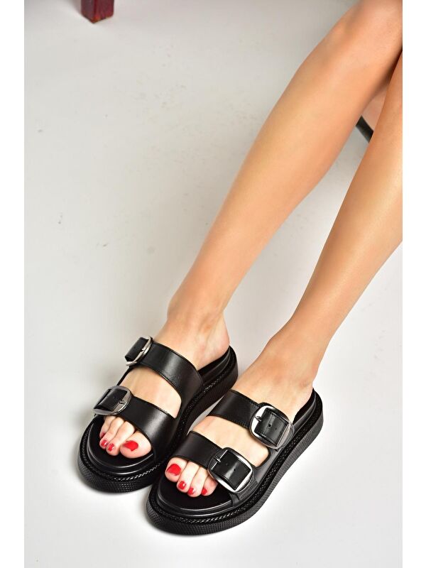 P5400332 Siyah Kadın Terlik - Görsel 5