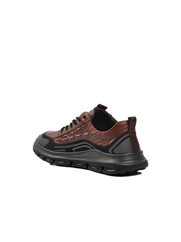 Kahve Hakiki Deri Erkek Sneaker 24Y590 - Görsel 5