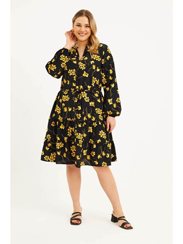 Mylinemoda Fırfır Detaylı Kuşaklı Elbise