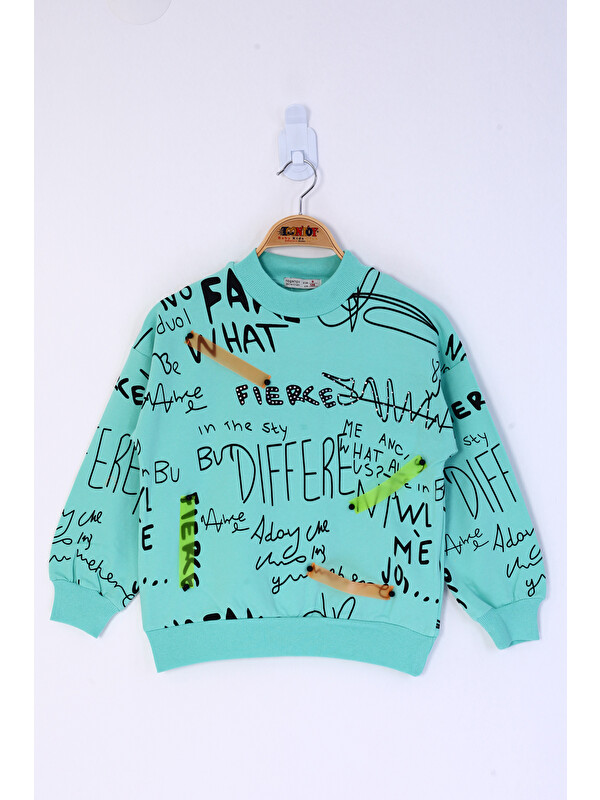 Toontoykids Kız Çocuk Neon Şerit Detaylı Baskılı Sweatshirt