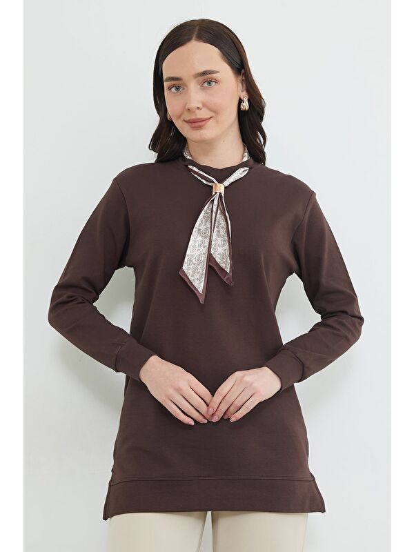 Fullamoda Fullamodest Fular Detaylı Bisiklet Yaka Tunik