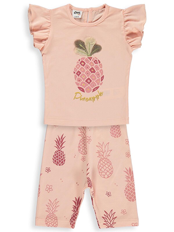 Civil Baby Ananas Baskılı 6-18 Ay Takım - Pudra