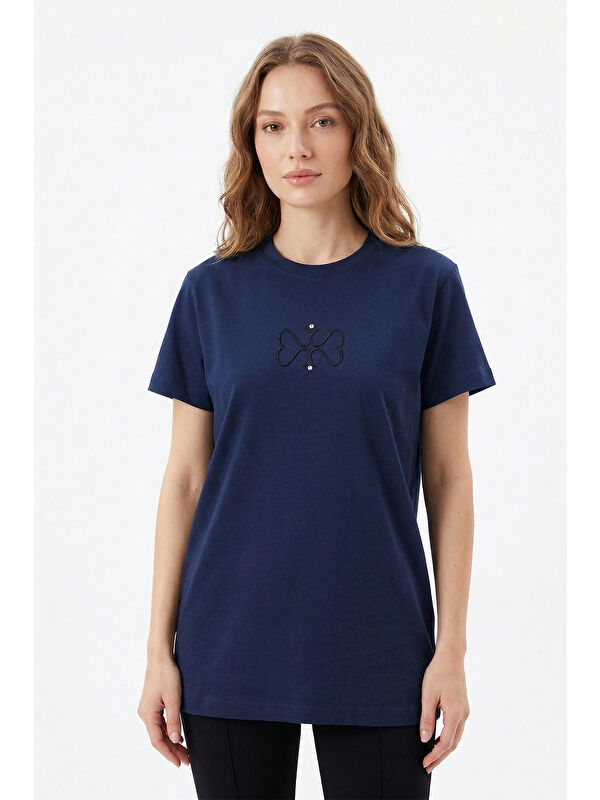 Remsa Pamuklu Nakışlı Tshirt Tunik 5360 Lacivert