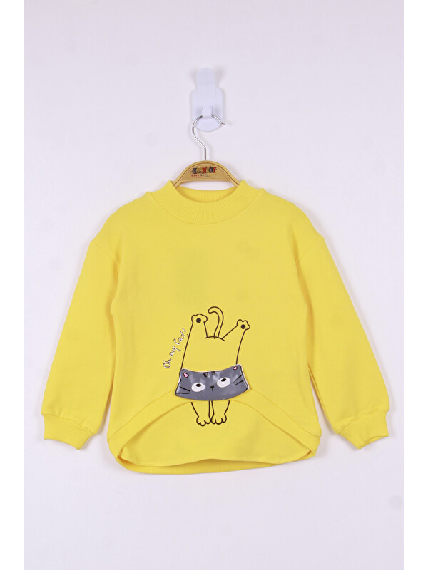 Toontoykids Kız Çocuk Kedi Baskılı Sweatshirt